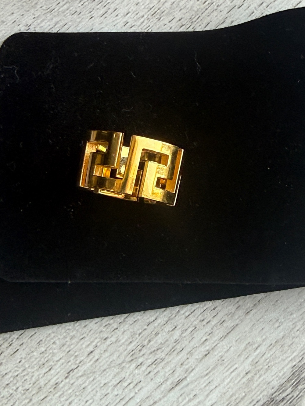 Versace Gold Greek Key Ring Size 4.25 with Box & Authentication